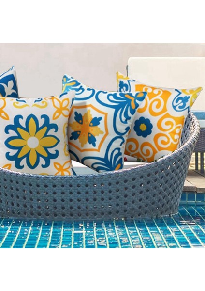 Adet Dış Mekan Su Geçirmez Yastık Kılıfı Seti 18X18 Inç Mandala Çiçek Dekoratif Yastık Kılıfları Bohem Tarzı Geometrik (Yurt Dışından) fırsatları