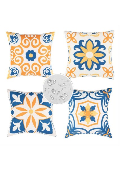 Adet Dış Mekan Su Geçirmez Yastık Kılıfı Seti 18X18 Inç Mandala Çiçek Dekoratif Yastık Kılıfları Bohem Tarzı Geometrik (Yurt Dışından) indirimleri