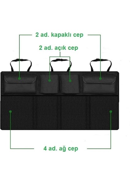 Concept Oto Bagaj Düzenleyici Fileli Eşya Düzenleyici 8 Cepli Araç Organizer 46x88 cm Su Geçirmeyen fiyatları