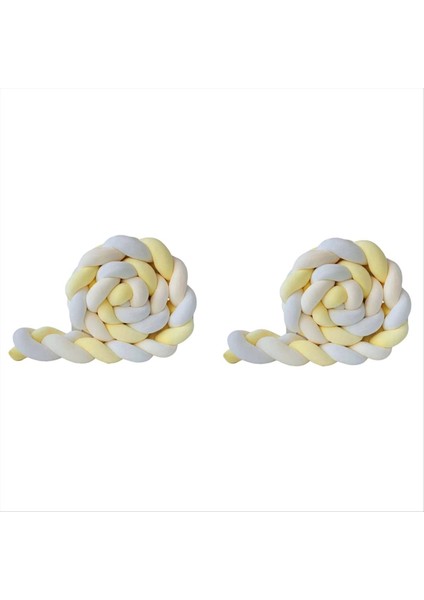 Nordic Danish Örgülü Uzun Düğümlü Top Yastık Üçlü Örgü Çocuk Odası Dekorasyonu Yatak Başucu, Sarı ve Beyaz (Yurt Dışından)