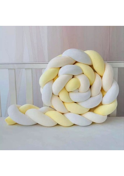 Nordic Danish Örgülü Uzun Düğümlü Top Yastık Üçlü Örgü Çocuk Odası Dekorasyonu Yatak Başucu, Sarı ve Beyaz (Yurt Dışından) fiyatları