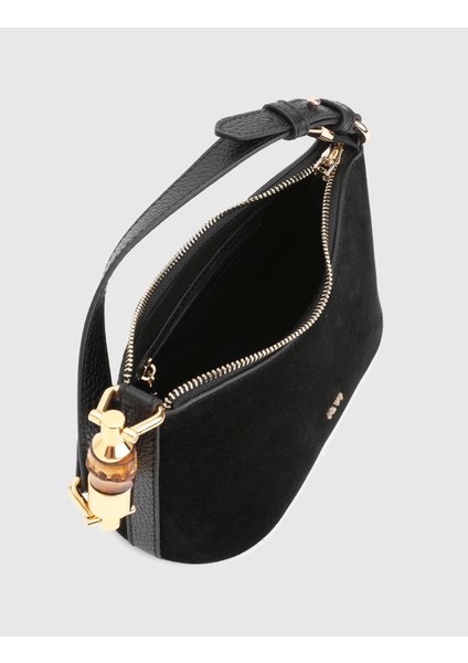 Roomy Hakiki Süet Deri Siyah Kadın Omuz Çantası fırsatları