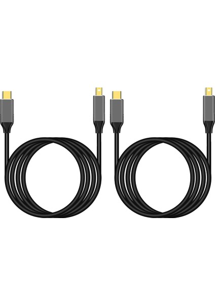 2x USB C - Mini Displayport Kablosu USB Tip C Thunderbolt 3 - Mini Dp Kordon 4K Adaptör Kablosu (Yurt Dışından)