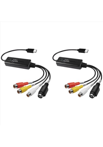 2x Rca Av - USB C Dönüştürücü Video Yakalama Kartı Bağdaştırıcısı 1 Kanal Av Ntsc Pal Video Video/usb Dönüştürücüsüne Kompozit (Yurt Dışından)