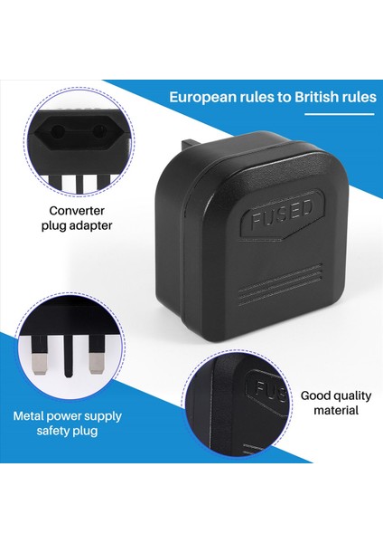 Euro 2 Pin - 3 Pin Dönüştürücü Fiş Adaptörü Siyah (Yurt Dışından) indirimleri