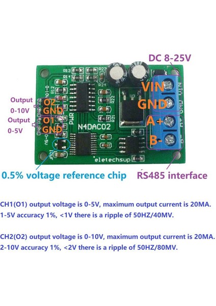 2x Dc 12V 0-5V 0-10V Voltaj Sinyal Jeneratörü Dac Dönüştürücü Modülü RS485 Plc Ölçüm Enstrümanları Için Modbus Rtu (Yurt Dışından) fiyatları