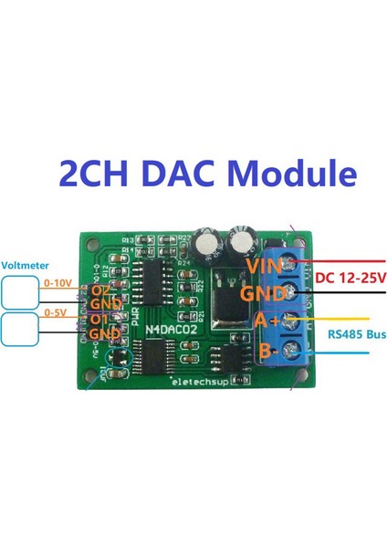 2x Dc 12V 0-5V 0-10V Voltaj Sinyal Jeneratörü Dac Dönüştürücü Modülü RS485 Plc Ölçüm Enstrümanları Için Modbus Rtu (Yurt Dışından) modelleri