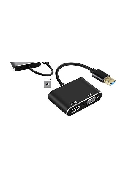 3349 USB 3.0 To HDMI VGA 3.5mm 1080P Monitör Genişletici Çevirici Dönüştürücü Adaptör Ekranı Genişletir Mevcut Monitörünüzle Çalışmanızı Yaparken. Diğer Ekranınızı Kullanabilirsiniz fırsatları