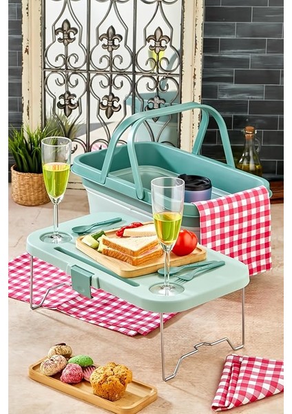 Katlanır Piknik Sepeti - 3 Katlı, Çok Fonksiyonlu Kamp Çantası, Portatif ve Hafif, Katlanabilir Masa, Saklama ve Taşıma Kutusu - indirimleri