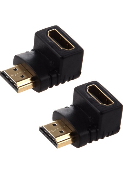 2x HDMI Adaptörü 90 Derece Dik Açı L - Tip (Alt) Siyah (Yurt Dışından)