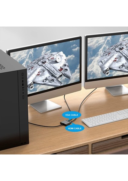 VGA - Hdtv + VGA Dönüştürücü Bilgisayar Bağlantı Monitörü Tv Çift Ekran Ekran Dönüştürücü ile Güç Dönüştürücü ile (Yurt Dışından) fırsatları