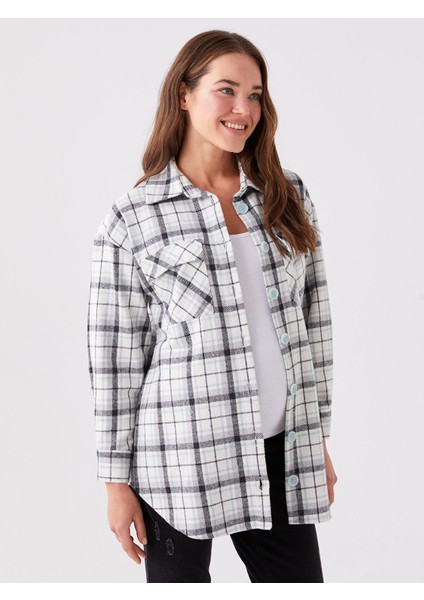 Yeni Sezon Ekose Uzun Kollu Hamile Oduncu Gömlek Ceket