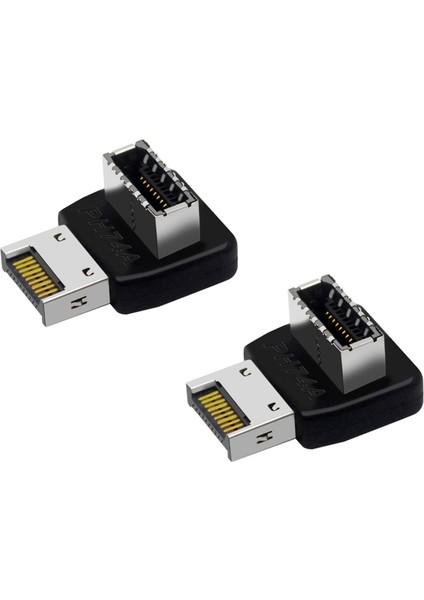 2x Bilgisayar Anakart Tipi-E USB 3 1 Type-E Arayüz 90 Derece Direksiyon Dirsek Ön Tip-C Kurulu Adaptör (PH74A) (Yurt Dışından)