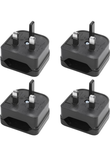 4x Euro 2 Pin - 3 Pin Dönüştürücü Fiş Adaptörü Siyah (Yurt Dışından)