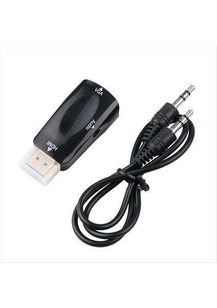 HDMI ile Uyumlu VGA Dönüştürücü Ses Kablosu 1080P 60Hz Adaptörü Ses Iletimi ile 3 5mm Jack Audio Dönüştürücü (Yurt Dışından)
