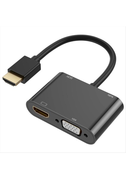 Vga+Hdmı Uyumlu+3 5mm Ses 3&#39 Ü 1 Arada Dönüştürücü Pc Çift Ekran ile HDMI Uyumlu Güç Kaynağı Dönüştürücü ile Uyumlu (Yurt Dışından)