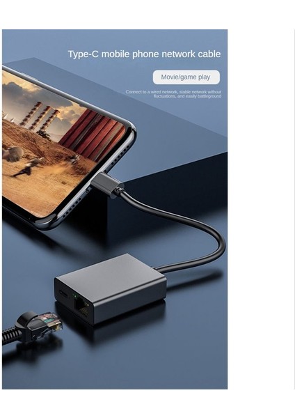 Google Tv Için Pc Dizüstü Bilgisayar Için Akıllı Telefon Için C Tipi - Ethernet Adaptör 4K USB Dock Adaptörü Gigabit Kablolu Lan Ağ Kartı (Yurt Dışından)