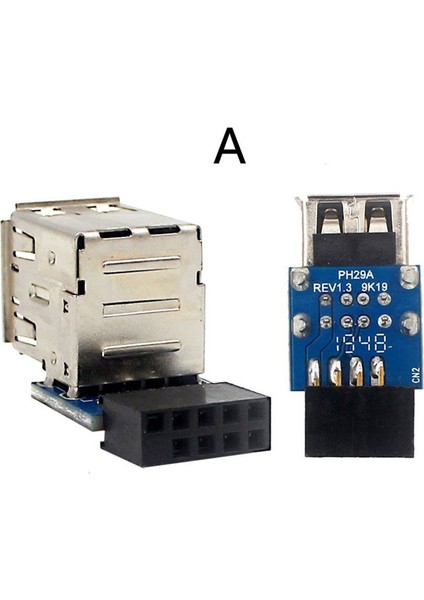 1pcs 9 Pimli Anakartı-Çift USB 2 0 Konektör Siyah Anakartı 2 Bağlantı Noktasına USB 2 0 Bir Dişi Dahili Başlık Adaptörü (Yurt Dışından) indirimleri