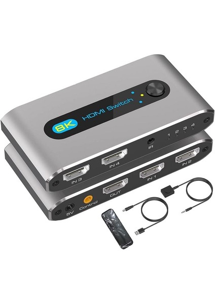 HDMI Uyumlu 4&#39 Ü 1 Out Anahtar Ayırtıcı 120Hz 4 Bağlantı Noktası Ps5 Switch Tv Kutusu Için 8k Sıçrama Anahtarlayıcı -Us Fişi (Yurt Dışından)