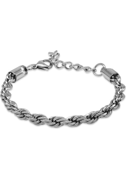 Gümüş Renk Çelik Erkek Halat Zincir Bileklik