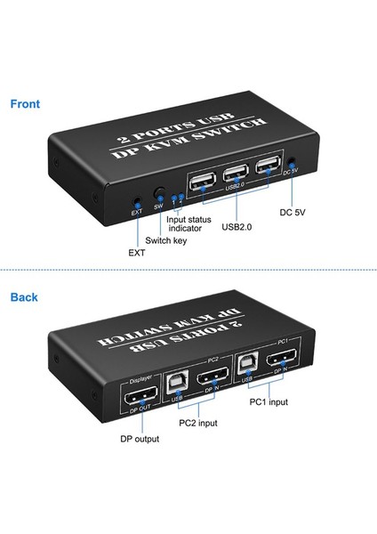 Dp Kvm Anahtar 2 Bağlantı Noktası 8k 30Hz Displayport1 2 Anahtar 2 2 Pc Dizüstü Bilgisayar Paylaşımı Klavye Fare Için 3 Usb2 0 Port ile (Yurt Dışından) indirimleri