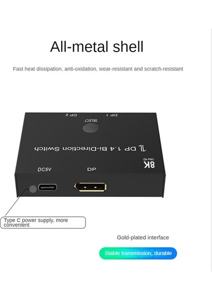 Displayport Switch Ultra Hd 8k Iki Yönlü Dp 1 4 Anahtarlayıcı Ayırıcı 2 Inç 1 Out 2&#39 De 1 Out 4K 120Hz 8k 60Hz (Yurt Dışından) indirimleri
