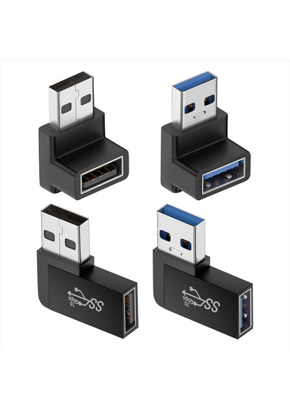 4 Paket USB 3 0 Adaptör Dikey Yukarı ve Aşağı Açısı Yatay Sol ve Sağ Açı USB Erkek Ila Dişi Genişletme Konnektörü (Yurt Dışından)