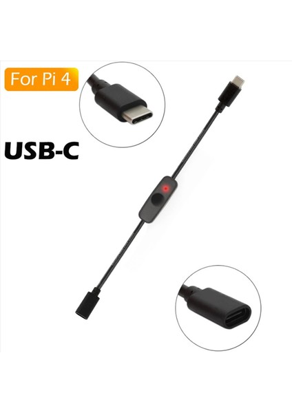 Güç Anahtarı USB Tip C Tip Işık Erkek-Kadın Usb-C Uzatma Kablo Anahtarı Raspberry Pi 4b 4 Pcs (Yurt Dışından) modelleri