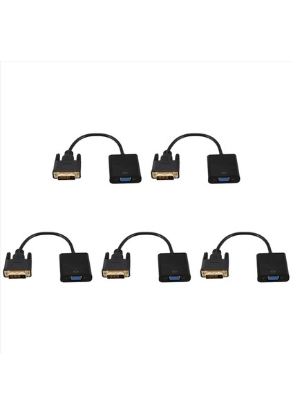 5x Dvı-Vga Adaptör Kablosu 1080P Dvı-D To VGA Kablosu 24+1 25 Pin DVI Erkek-15 Pin VGA Dişi Dönüştürücü Ekran Için (Yurt Dışından)