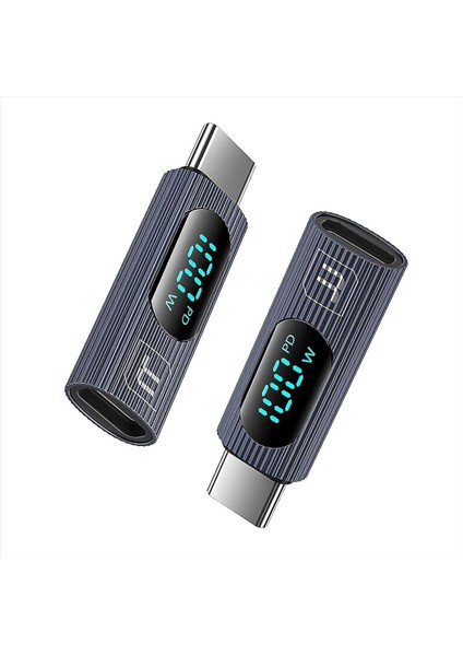 2pcs USB C Adaptörü 100W USB C Dişi - USB C Erkek Uzatma Adaptörü Tip C Güç Ölçer Test Cihazı Dijital Ekran (Yurt Dışından)