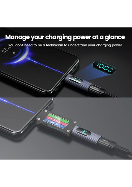 2pcs USB C Adaptörü 100W USB C Dişi - USB C Erkek Uzatma Adaptörü Tip C Güç Ölçer Test Cihazı Dijital Ekran (Yurt Dışından) fiyatları