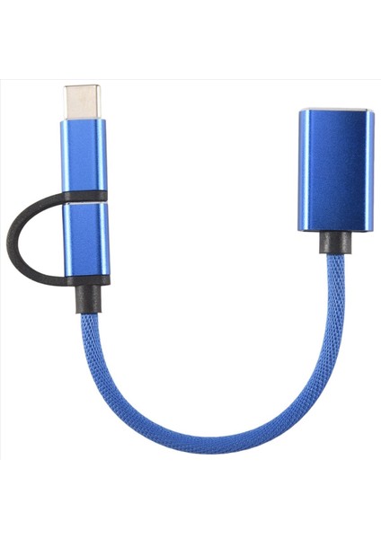 2&#39 De 1 USB 3 0 Otg Adaptör Kablo Tip C Mikro-Usb-Usb 3 0 Arayüz Dönüştürücü Şarj Kablosu Hat-Mavisi (Yurt Dışından)
