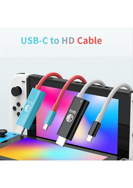 Dizüstü Bilgisayarla Uyumlu 4K 1080P 100W Pd Şarjlı Nintendo Switch Tip C&#39 Den HDMI Uyumlu Kablo Için Siyah-Beyaz (Yurt Dışından)