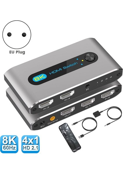 HDMI Uyumlu 4&#39 Ü 1 Out Anahtar Dahası 120Hz 4 Bağlantı Noktaları Ps5 Switch Tv Kutusu Için 8k Sıçrama Anahtarlayıcı -Eu Fiş (Yurt Dışından) fiyatları