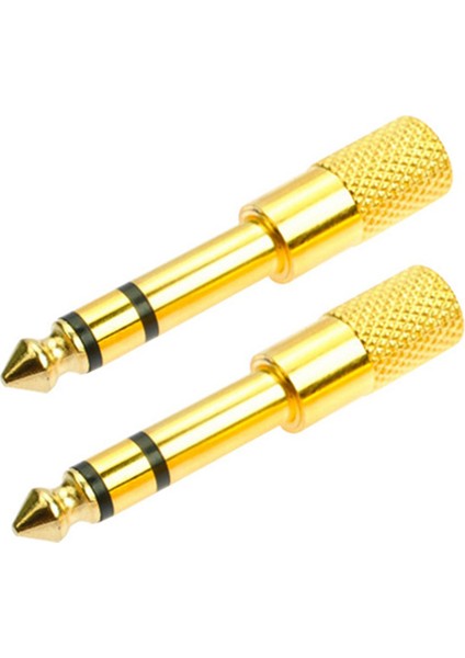 6 5mm Erkek Ila 3 5mm Dişi Elektro Gitar Kulaklık Minifon (Altın) Için 2x Ses Jak Dönüştürücü Adaptörü Stereo Jak (Yurt Dışından)