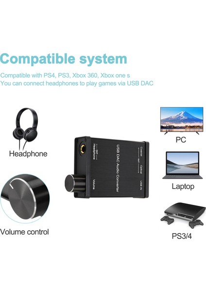 Usb&#39 Den Koaksiyel S/pdıf Optik 3 5mm/6 3mm Kulaklık Dönüştürücüsü USB Dac Dijital - Analog Ses Dönüştürücüsü Windows Xp Için (Yurt Dışından) modelleri