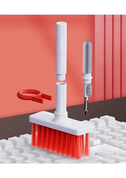 Home Yumuşak Klavye Fırçası, Kulaklık Temizleyici 5'i 1 Arada Çok Işlevli Elektronik Cihaz Temizleme Seti