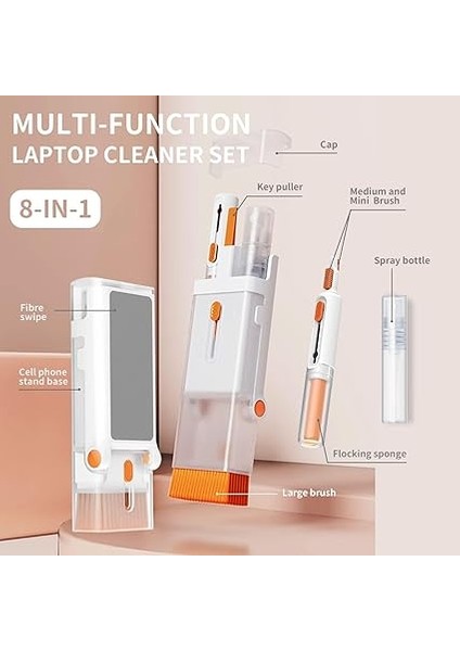 Trend Çok Fonksiyonlu Temizlik Seti Fırça/ekran Silme Özelliği ve Telefon Standı Katlanabilir Notebook/laptop/klavye/macbook ile Uyumlu ve Telefon/tablet/pc/airpods ile Uyumlu Temizleme Kiti indirimleri