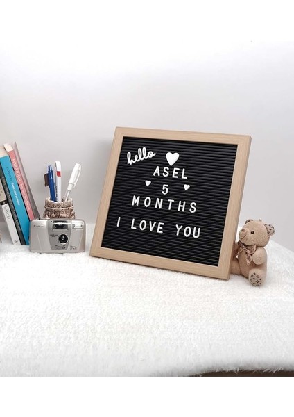 Gitti Ahsap Yazı Panosu Mesaj Tahtası ve Beyaz Harf Seti