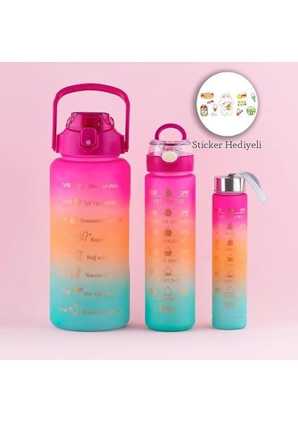 11918 3 Lü Kokusuz Spor Su Matarası Ahşap Malzeme Renkli Tasarım 10 cm Boyut Fuşya fiyatları