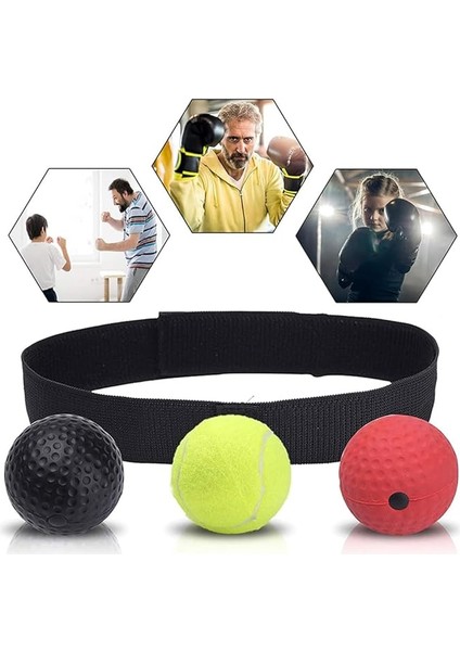 Kafa Bandı Boks Antrenman Topu, Refleks Dövüş Topu, Speedball Boks Refleks Top Kafa Bandı ile Çocuklar Yetişkinler Için Geliştirmek Göz-El Koordinasyonu 3 Adet Toplu