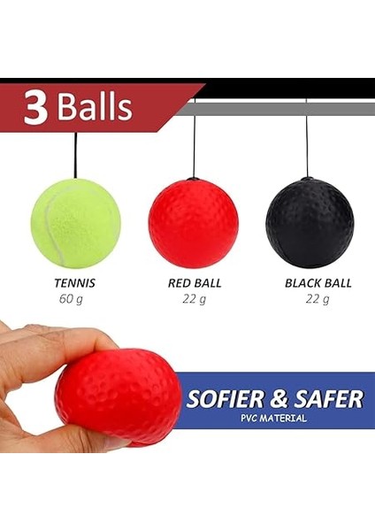 Kafa Bandı Boks Antrenman Topu, Refleks Dövüş Topu, Speedball Boks Refleks Top Kafa Bandı ile Çocuklar Yetişkinler Için Geliştirmek Göz-El Koordinasyonu 3 Adet Toplu indirimleri