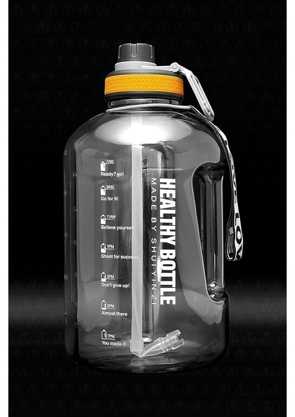 Winta Motivasyonel Su Matarası 2.5 Lt Siyah Bpa İçermez Ahşap Tasarımlı 12 cm Boyut