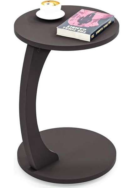 Tekerlekli C Sehpa Koltuk Sehpası Yan Sehpa Zigon Sehpa Servis Sehpası - Antrasit Gri