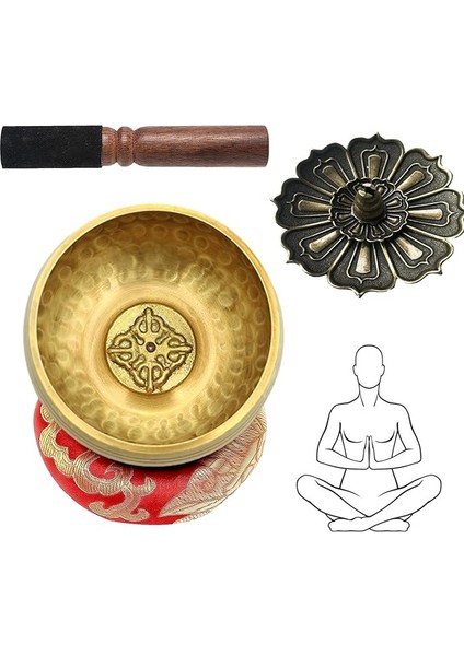 Tibet Ses Çanağı Seti, Çap 8 Cm, Meditasyon ve Rahatlama Için Küçük, Ses Çanağı, Ahşap Tokmak, Ses Kasesi Yastığı ve Tütsü Kabı, Yoga, Meditasyon ve Rahatlama Için