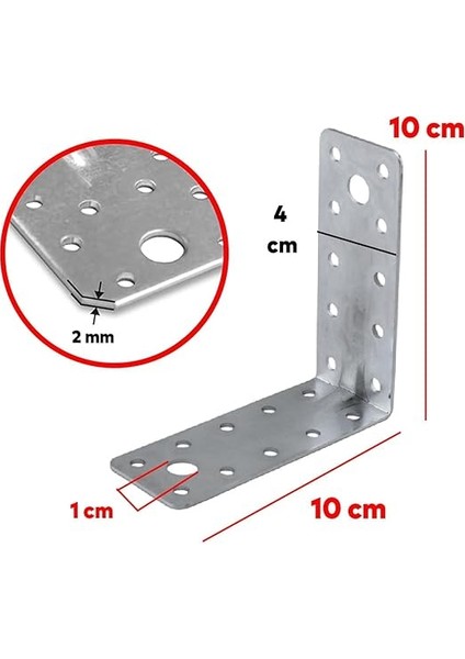Mobilya Dolap Duvar Sabitleme 10 Adet Metal Köşebent 100X100X40 mm Bağlantı Aparatı L Demiri Gönye fiyatları