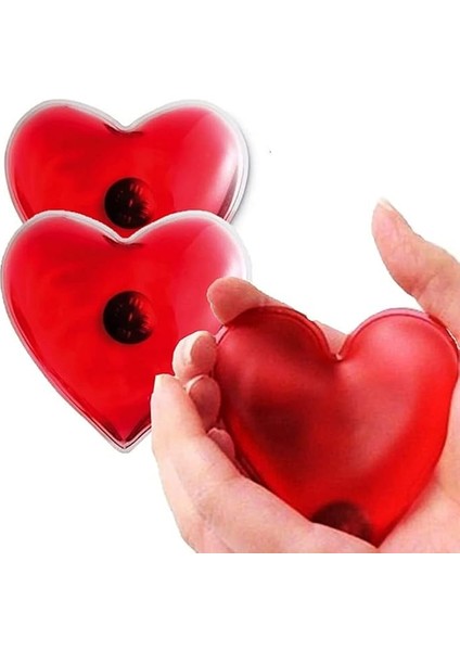 2 Adet Kalp Şeklinde El Isıtıcısı Sihirli Jel Isıtıcı Avcı Balıkçı Dağcı Mini Su Torbası Kalpli Cep Sobası(Kırmızı)