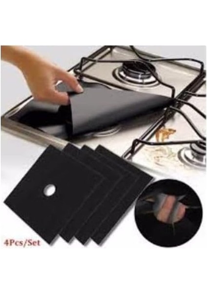Ocak Koruyucu Folyo 4’lü Set Siyah, Yanmaz ve Yapışmaz Ocak Üstü Koruma, Kesilebilir, Temizlemesi Kolay, Gazlı Ocaklar Için Uyumlu Tekrar Kullanılabilir Kaplamalar fırsatları