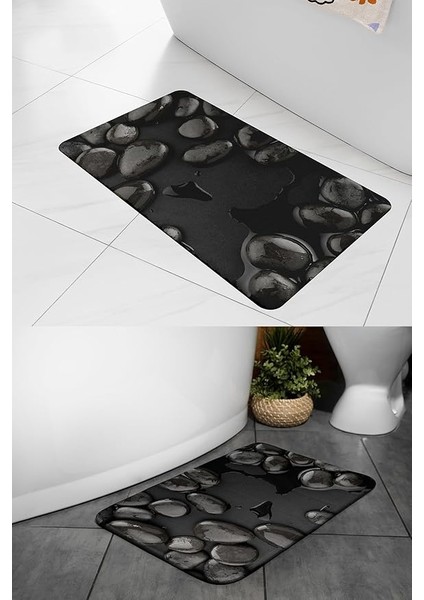3D Desenli Iç Dış Mekan Kullanıma Uygun Kaymaz Su Emici Üç Katmanlı Abdest Paspası Banyo Paspası (Volkanik Taş) fırsatları