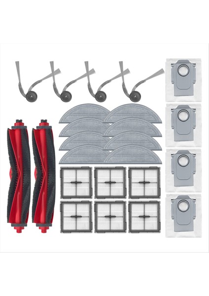 Roborock Q10 S5/Q10 S5+/Q10 X5/Q10 X5+/Q10 VF/Q10 Vf+ Yedek Parçalar Ana Yan Fırça Filtre Paspas Bezi Toz Torbası Için 24 Adet (Yurt Dışından)